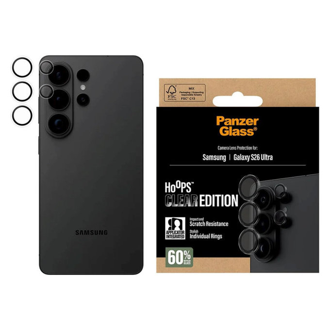 Objektívlencse védő Hoops Samsung S26 Ultra, Átlátszó, PanzerGlass