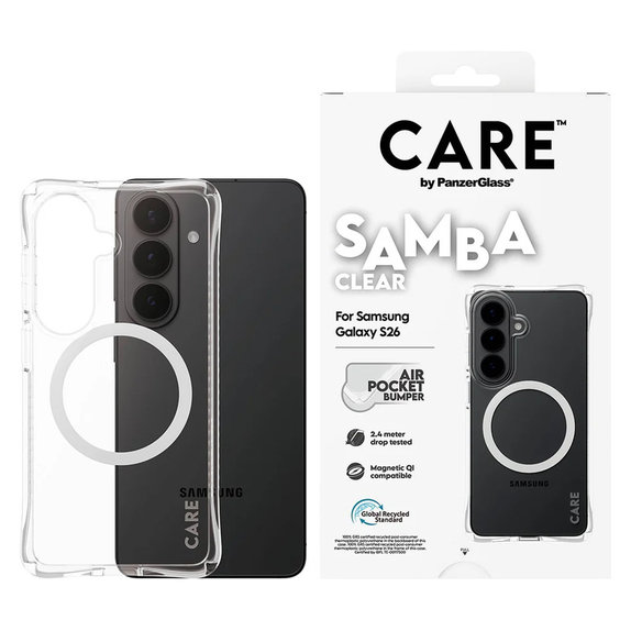 Tok Samba fehér QI-val Samsung Galaxy S26 készülékhez, Átlátszó, PanzerGlass