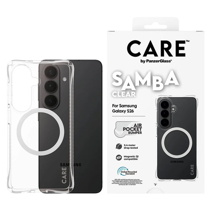 Tok Samba fehér QI-val Samsung Galaxy S26 készülékhez, Átlátszó, PanzerGlass