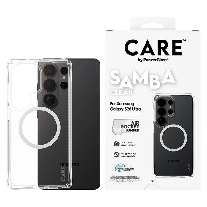 Tok Samba fehér QI-val Samsung Galaxy S26 Ultra készülékhez, Átlátszó, PanzerGlass