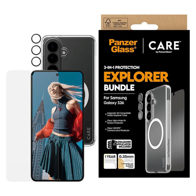 Bundle 3 az 1-ben Explorer Samsung S26 készülékhez, PanzerGlass