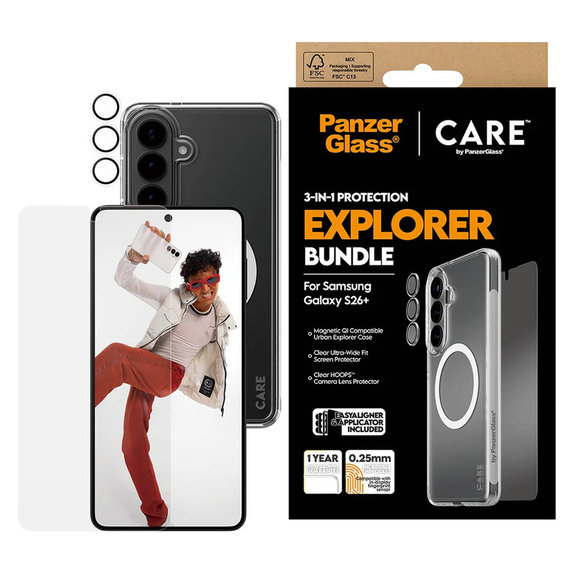 Bundle Explorer 3 az 1-ben Samsung Galaxy S26+ készülékhez, PanzerGlass