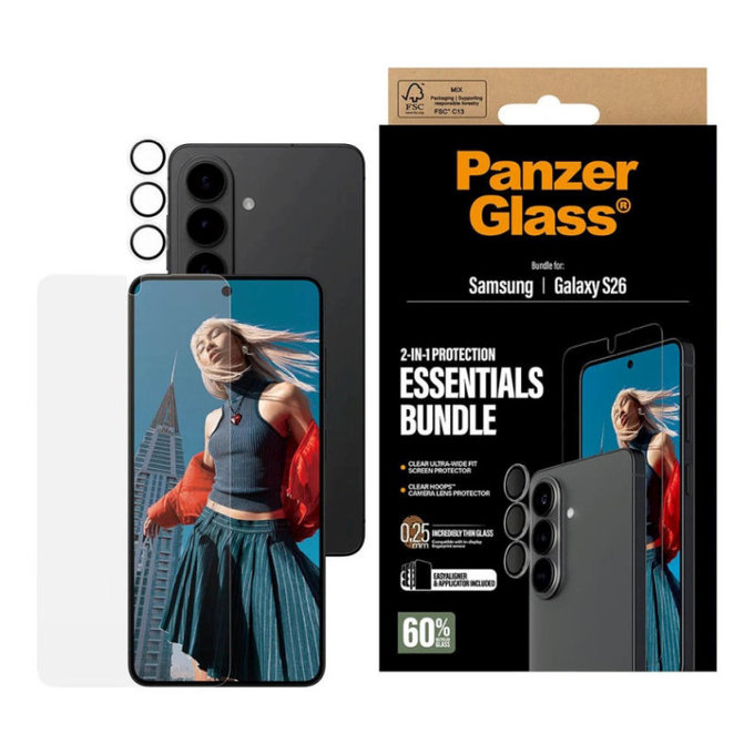 Bundle Essentials 2 az 1-ben Samsung S26 készülékhez, PanzerGlass