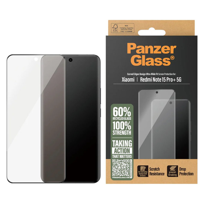 Edzett üveg UWF Xiaomi Redmi Note 15 Pro+ 5G készülékhez, Fekete, PanzerGlass