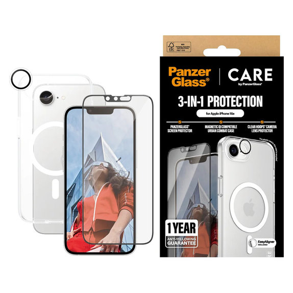 Bundle 3 az 1-ben iPhone 17e/16e készülékhez, PanzerGlass