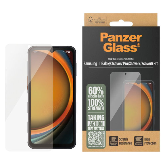 Edzett üveg UWF Samsung Galaxy Xcover7 Pro/Xcover7/Xcover6 Pro készülékhez, Átlátszó, PanzerGlass