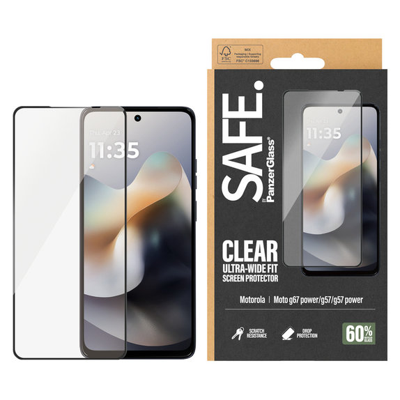Edzett üveg UWF Motorola Moto G57 Power 5G készülékhez, Fekete, SAFE by PanzerGlass