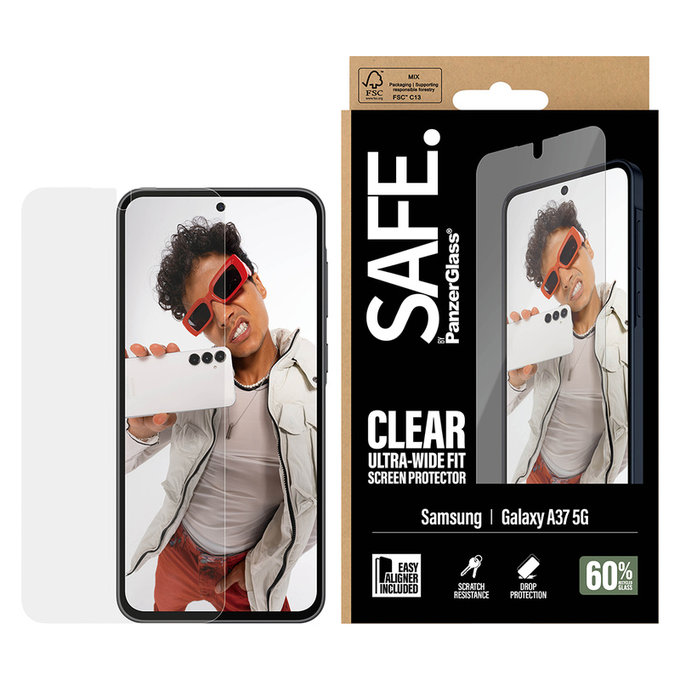 Edzett üveg UWF applikátorral Samsung Galaxy A37 készülékhez, Átlátszó, SAFE by PanzerGlass