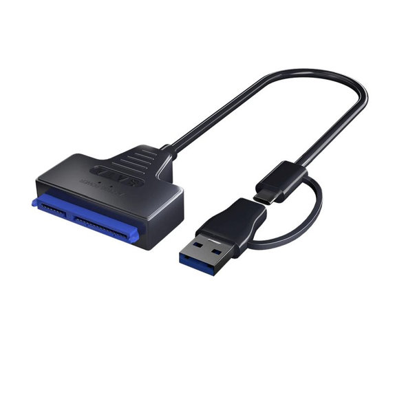 USB 3.0 / USB-C–SATA adapter 2.5" és 3.5" HDD/SSD-hez, tápegységgel
