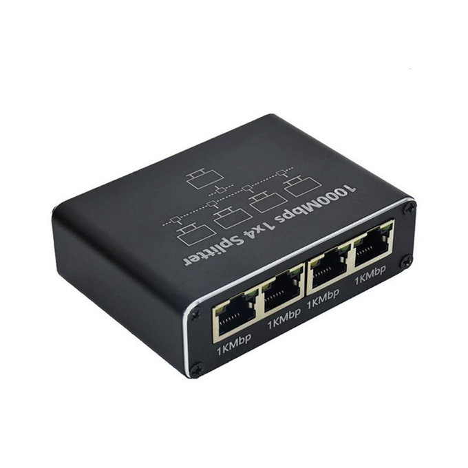 4 portos Gigabit Ethernet switch, RJ45, 1000 Mbps