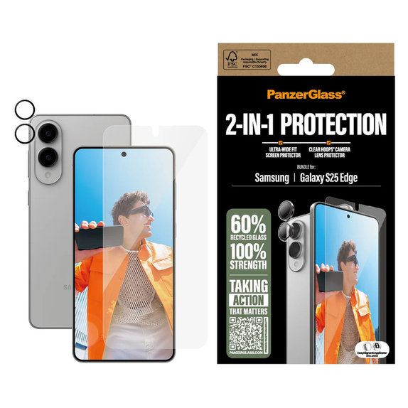 Bundle 2 az 1-ben Samsung Galaxy S25 Edge készülékhez, PanzerGlass