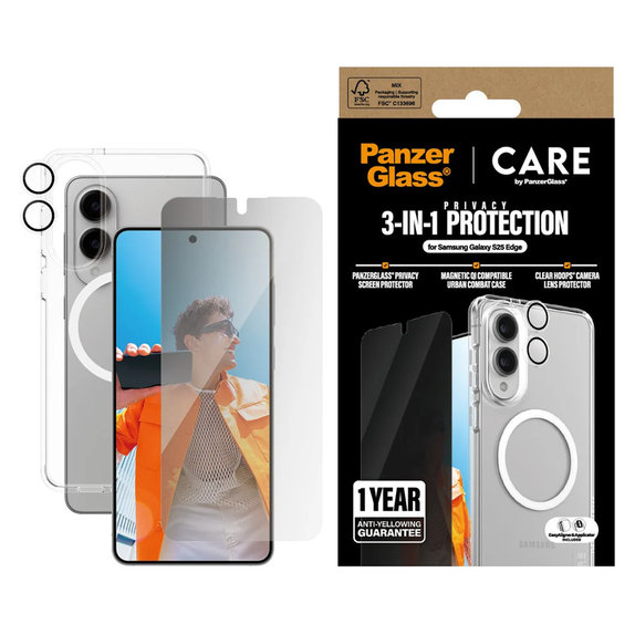 Bundle 3 az 1-ben Privacy Samsung Galaxy S25 Edge készülékhez, PanzerGlass