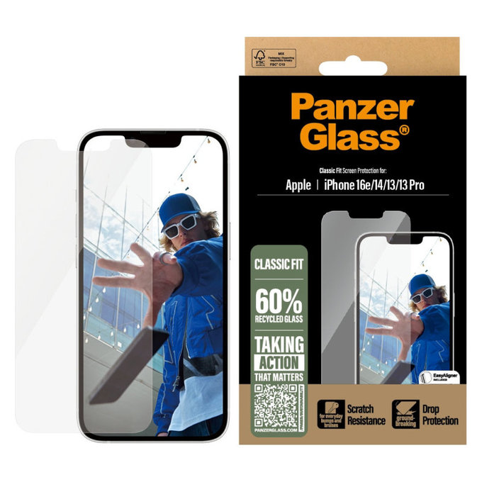 Edzett üveg applikátorral iPhone 17e/16e/14/13/13 Pro készülékhez, Átlátszó, PanzerGlass