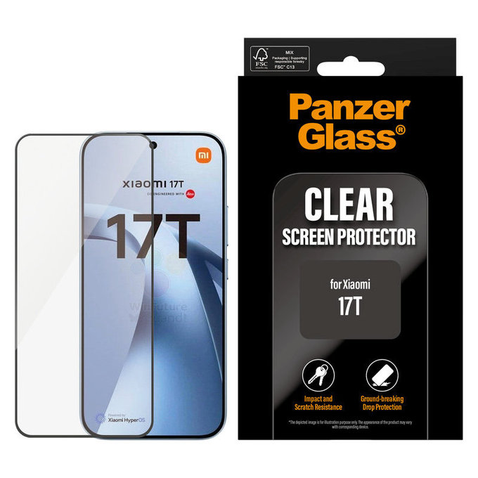 Edzett üveg UWF Xiaomi 17T készülékhez, Fekete, PanzerGlass