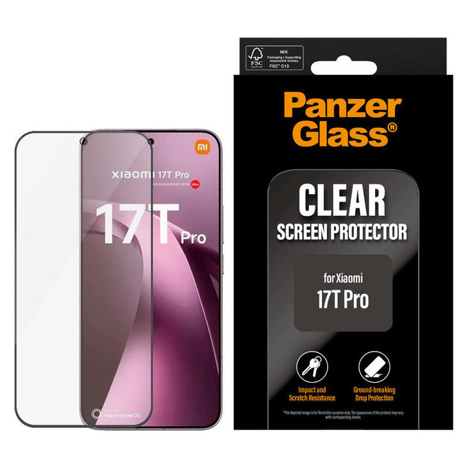 Edzett üveg UWF Xiaomi 17T Pro készülékhez, Fekete, PanzerGlass