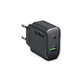 Utazási adapter USB-A/USB-C, GaN, 65 W PD, fekete, SBS