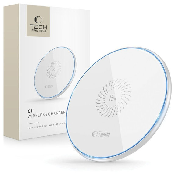 Vezeték nélküli töltő QI15W-C1 15W, fehér, Tech-Protect