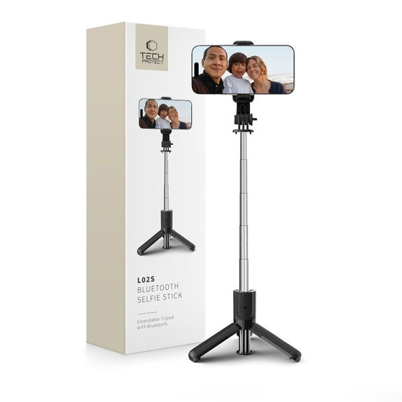 Selfie bot állvánnyal L02S, fekete, Tech-Protect