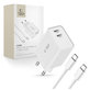 Hálózati töltő C35W 2-PORT PD 35W + USB-C Cable, fehér, Tech-Protect
