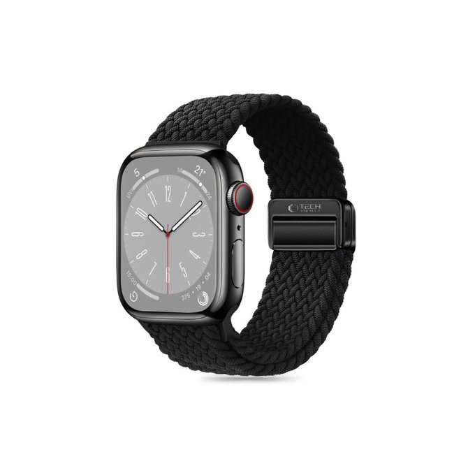 Szíj Nylonmag Apple Watch 8 / 9 / 10 / 11 / SE / Ultra (44 / 45 / 46 / 49 mm), fekete, Tech-Protect