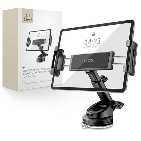 Autós tartó V4 Universal Windshield & Dashboard for Tablet, fekete, Tech-Protect