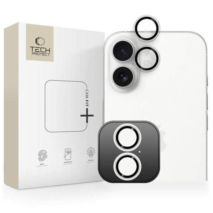 Kameravédő Camring Fit+ iPhone 16 / 16 Plus / 17, átlátszó, Tech-Protect