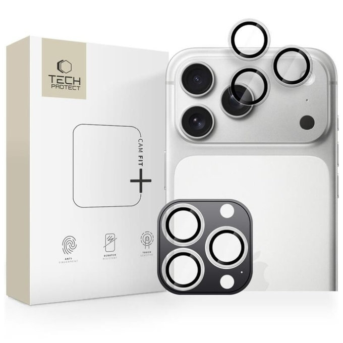 Kameravédő Camring Fit+ iPhone 14 Pro / Max / 15 Pro / Max / 16 Pro / Max / 17 Pro / Max, átlátszó, Tech-Protect