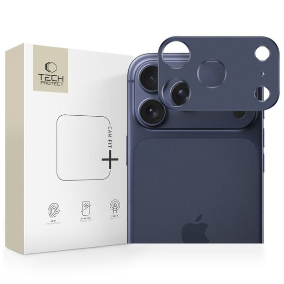 Kameravédő Camalloy Fit+ iPhone 17 Pro, Deep Blue, Tech-Protect