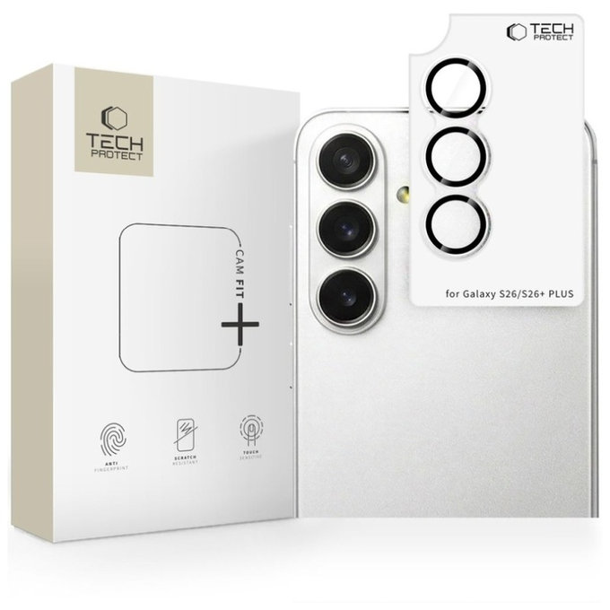 Kameravédő Camring Fit+ Samsung S26 / S26+ Plus, átlátszó, Tech-Protect