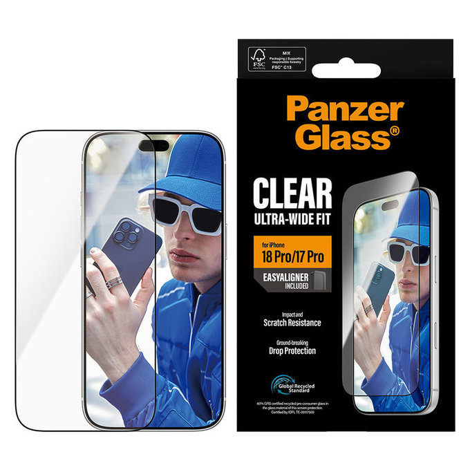 Edzett üveg UWF applikátorral iPhone 18 Pro/17 Pro készülékhez, Fekete, PanzerGlass