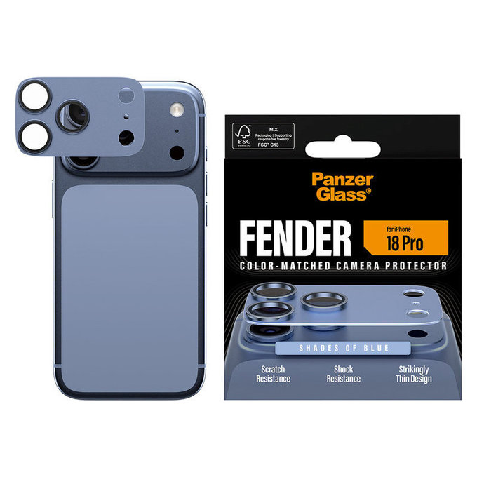 Objektívlencse védő Fender iPhone 18 Pro, Italian Blue, PanzerGlass