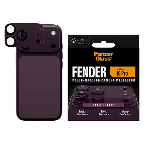 Objektívlencse védő Fender iPhone 18 Pro, Dark Cherry, PanzerGlass