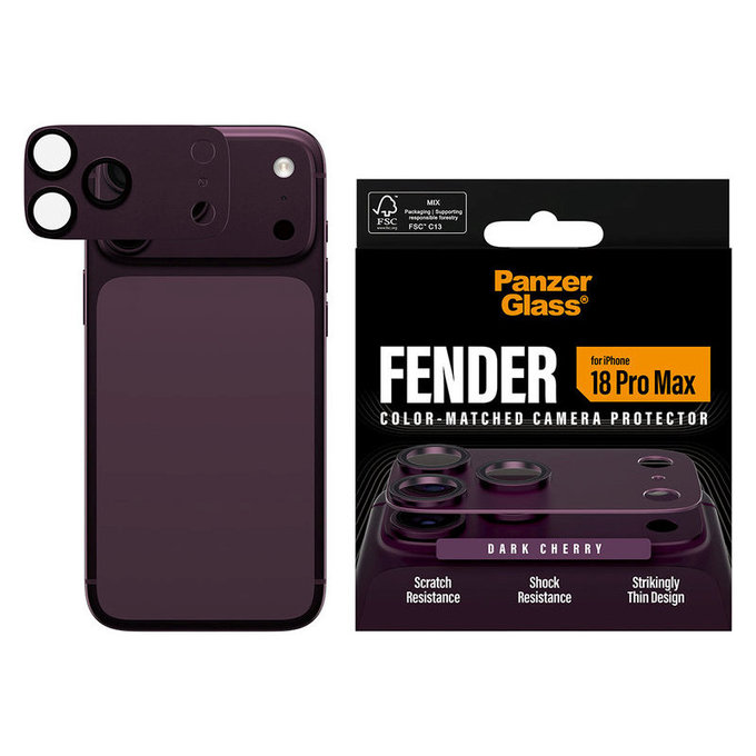 Objektívlencse védő Fender iPhone 18 Pro Max, Dark Cherry, PanzerGlass