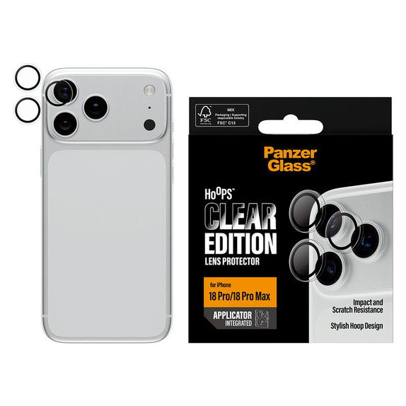 Hoops Kameralencse-védő iPhone 18 Pro/18 Pro Max készülékhez, Átlátszó, PanzerGlass