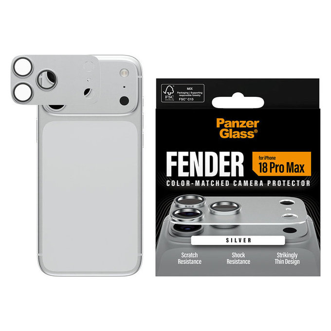 Objektívlencse védő Fender iPhone 18 Pro Max, Ezüst, PanzerGlass