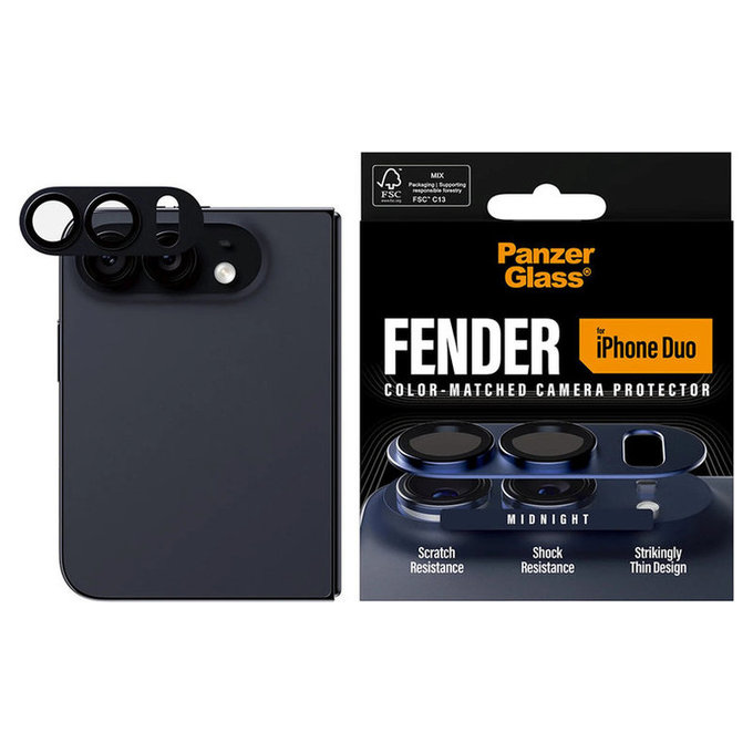 Objektívlencse védő Fender iPhone Duo, Dark Blue, PanzerGlass