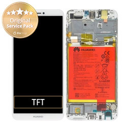 Huawei P Smart FIG-L31 - LCD Kijelző + Érintőüveg + Keret + Akkumulátor (White) - 02351SVE, 02351SVL Genuine Service Pack