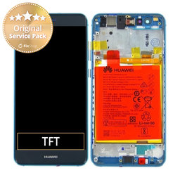 Huawei P10 Lite - LCD Kijelző + Érintőüveg + Keret + Akkumulátor (Sapphire Blue) - 02351FSL Genuine Service Pack
