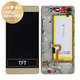 Huawei P8 Lite ALE-L21 - LCD Kijelző + Érintőüveg + Keret + Akkumulátor (Gold) - 02350KGP, 02350KQH