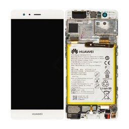 Huawei P9 - LCD Kijelző + Érintőüveg + Keret + Akkumulátor (White) - 02350RRY, 02350RKF Genuine Service Pack