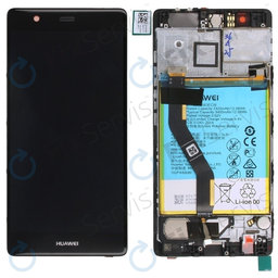 Huawei P9 Plus - LCD Kijelző + Érintőüveg + Keret + Akkumulátor (Black) - 02350SUS, 02350VXU Genuine Service Pack