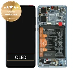 Huawei P30 - LCD Kijelző + Érintőüveg + Keret + Akkumulátor (Breathing Crystal) - 02352NLP, 02354HMF, 02354KUB Genuine Service Pack