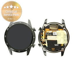Huawei Watch GT2 Latona-B19 46mm - LCD Kijelző + Érintőüveg + Keret (Matte Black) - 02353FYU Genuine Service Pack