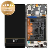 Huawei P30 Lite (2020) - LCD Kijelző + Érintőüveg + Keret + Akkumulátor (Midnight Black) - 02353FPX, 02353DQU Genuine Service Pack