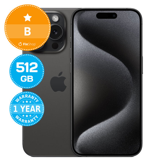 Apple iPhone 15 Pro Black Titanium 512GB B Felújított