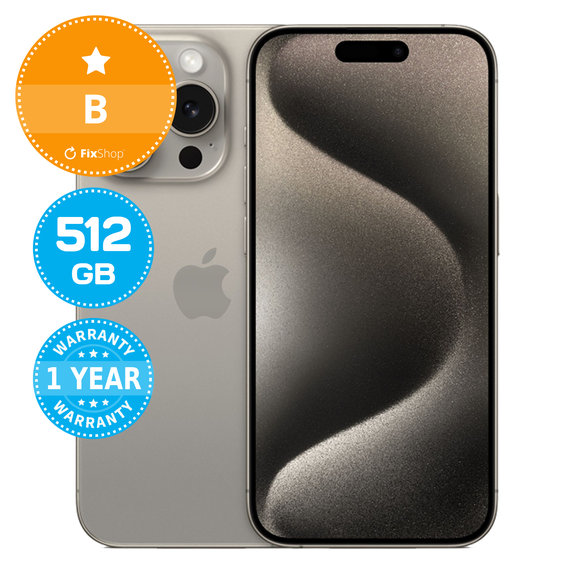 Apple iPhone 15 Pro Natural Titanium 512GB B Felújított