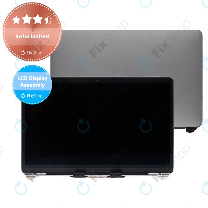 Apple MacBook Air 13" A1932 (2019), 13" A2179 (2020) - LCD Kijelző + Előlapi Üveg + Fedőlap (Space Gray) Refurbished