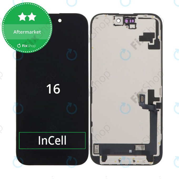 Kijelző In-Cell HD+ iPhone 16, Érintőüveg kerettel
