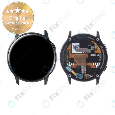 Samsung Galaxy Watch Active R500 - LCD Kijelző + Érintőüveg + Keret (Black) - GH82-18797A Genuine Service Pack