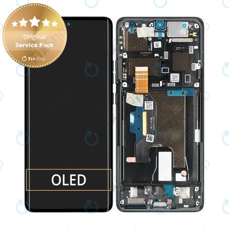 Motorola Edge 50 Ultra - LCD Kijelző + Érintőüveg + Keret (Forest Grey) - 5D68C24483 Genuine Service Pack